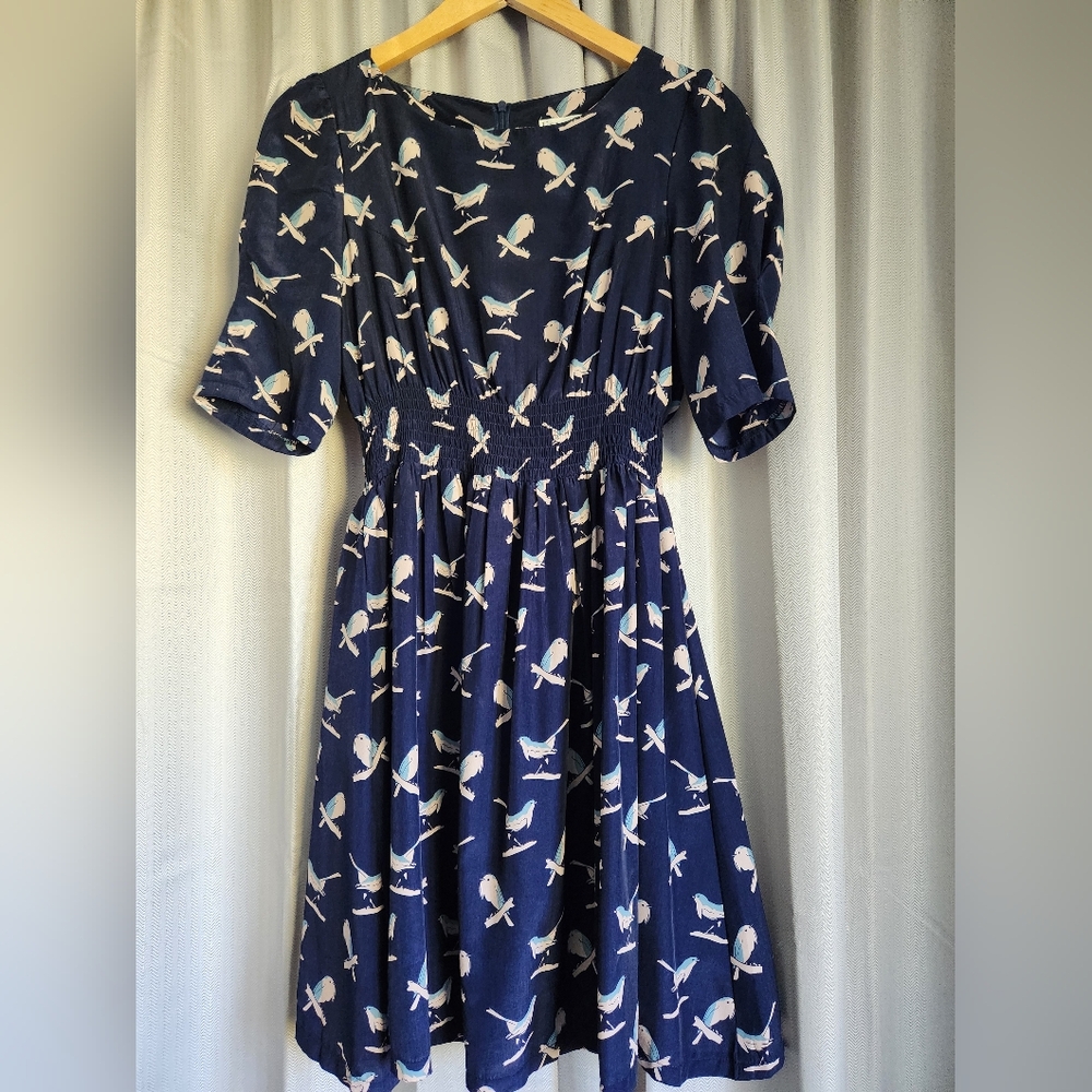 Navy Bird Mini Dress